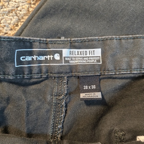 Carhartt Pants Mens 38x30 Dk Gray Relaxed Fit Carpenter Hammer Loop Workwear - Picture 2 of 9